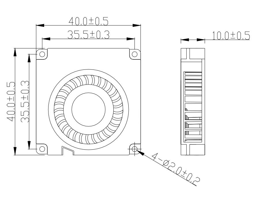 dc blower fan 40mm x 40mm x 10mm 4010 5v dc mini blower fan(图1)
